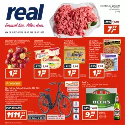 Gazetka promocyjna Real - Gazetka - ważna od 23.07 do 23.07.2022 - strona 1 - produkty: aeg, akku, Bau, beste butter, butter, culinaria, die ofenfrische, Dr. Oetker, eier, eis, Elektro, ente, Fahrrad, fleisch, französischer weichkäse, frau antje, gabel, géramont, hackfleisch, Käse, Nektar, nektarinen, Ofen, pizza, preis für vormontierte räder, reis, Ria, rind, rindfleisch, rücktrittbremse, rwe, salami, Schal, Schale, schwein, schweine, Ti, weichkäse, wein, weine