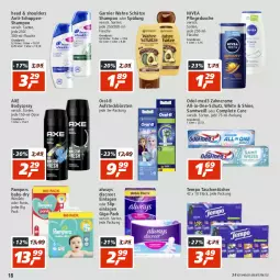 Gazetka promocyjna Real - Gazetka - ważna od 23.07 do 23.07.2022 - strona 18 - produkty: Alwa, Always, aufsteckbürsten, axe, baby-dry, body, bodyspray, bürste, bürsten, creme, Discreet, dusche, eis, flasche, garnier, nivea, Odol, oral-b, pampers, Pants, pflegedusche, reis, shampoo, shampoo oder spülung, slip, slipeinlagen, spülung, Tasche, taschen, taschentücher, Tempo, Ti, tücher, Wahre Schätze, windeln, windeln oder pants, zahncreme