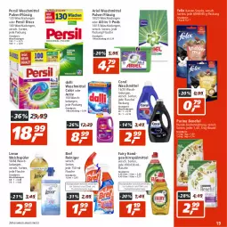 Gazetka promocyjna Real - Gazetka - ważna od 23.07 do 23.07.2022 - strona 19 - produkty: ariel, ariel waschmittel, beutel, Bref, Coral, dalli, eis, fairy, felix, flasche, geschirr, geschirrspülmittel, lenor, lenor weichspüler, persil, persil waschmittel, Pods, purina, reiniger, reis, snack, snacks, spülmittel, Ti, Trockennahrung, waschmittel, weichspüler