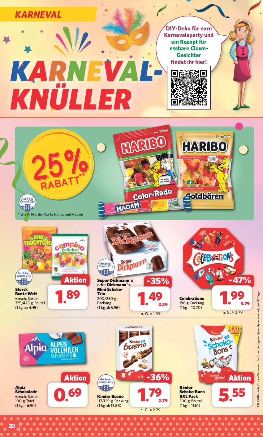 Aktueller Prospekt Combi - Prospekte - von 05.02 bis 10.02.2024 - strona 20 - produkty: alpia, beutel, eis, haribo, Kinder, kinder bueno, maoam, reis, rezept, schoko, schoko-bons, schokolade, storck, Ti, ZTE