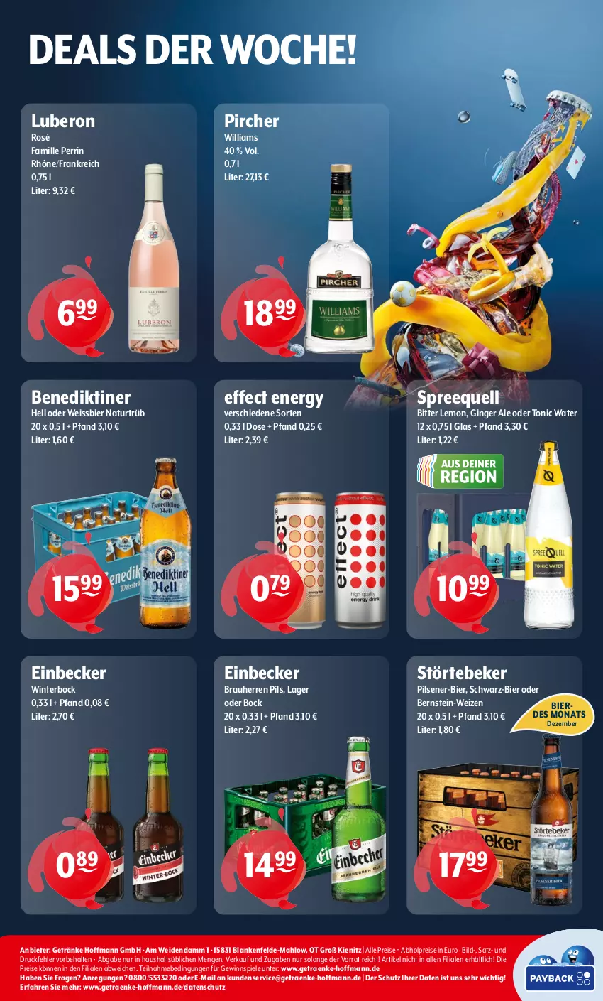 Aktueller Prospekt Getraenke Hoffmann - Prospekte - von 09.12 bis 14.12.2024 - strona 9 - produkty: abholpreise, Benediktiner, bier, bitter lemon, Effect, eis, erde, getränk, getränke, gewinnspiel, gin, ginger, ginger ale, natur, pils, pilsener, pircher, reis, Spiele, Spreequell, störtebeker, Ti, tonic, tonic water, weissbier