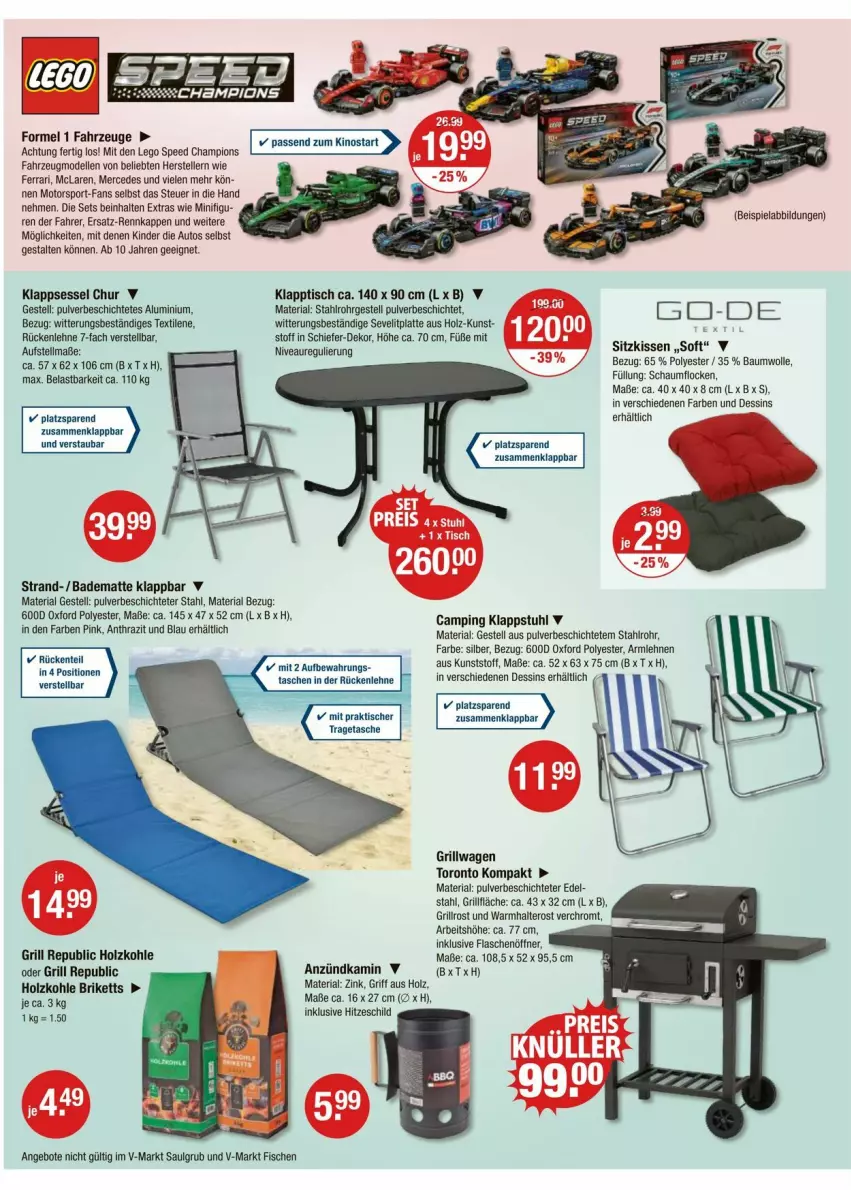 Aktueller Prospekt Vmarkt - Prospekte - von 03.07 bis 09.07.2025 - strona 16 - produkty: angebot, angebote, anzündkamin, armlehnen, auto, Bad, badematte, Bau, baumwolle, beispielabbildung, briketts, champion, dell, eis, elle, ente, fisch, fische, flasche, flaschenöffner, grill, grillrost, Holz, holzkohle, Kamin, Kinder, kissen, klappsessel, klappstuhl, klapptisch, latte, LG, Mode, ndk, nivea, Ria, rückenlehne, sessel, sitzkissen, spee, Sport, stuhl, teller, Ti, tisch, wolle