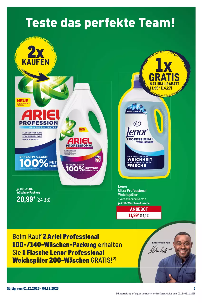 Aktueller Prospekt Metro - Starke Marken Profis - von 01.12 bis 06.12.2025 - strona 3 - produkty: angebot, ariel, auto, beutel, dessert, desserts, dessertsauce, eis, flasche, Gläser, konfitüre, lenor, LG, natur, natura, reis, sauce, saucen, Schwartau, Ti, tisch, weichspüler