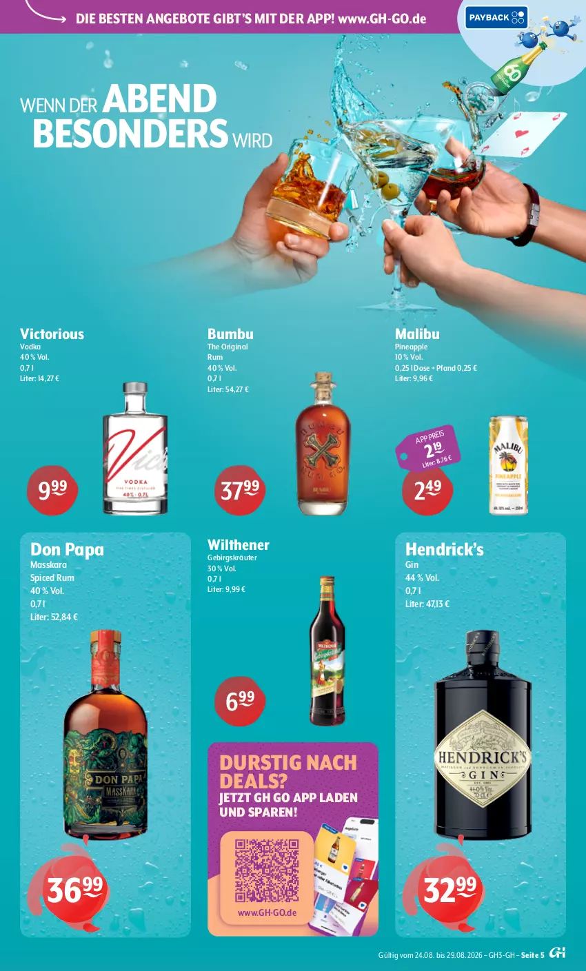 Aktueller Prospekt Getraenke Hoffmann - Prospekte - von 24.08 bis 29.08.2026 - strona 5 - produkty: angebot, angebote, Apple, Bumbu, eis, gin, kräuter, Malibu, rum, Ti, vodka, wilthener