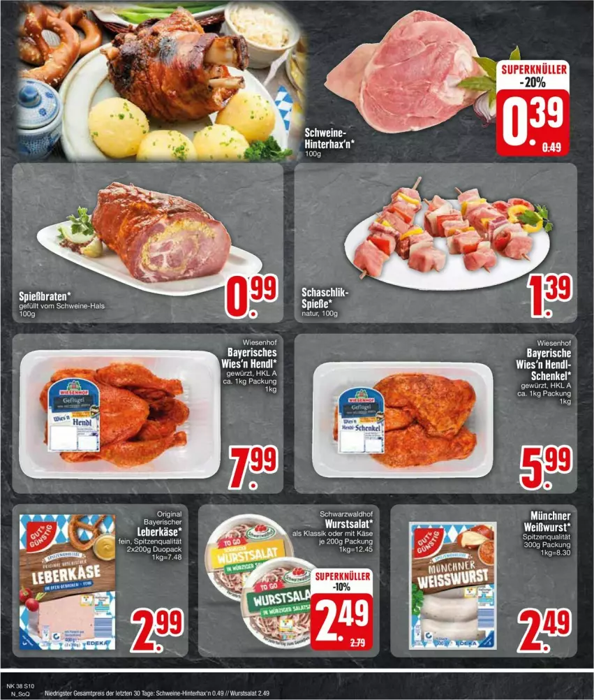 Aktueller Prospekt Edeka - Prospekte - von 16.09 bis 21.09.2024 - strona 10 - produkty: eis, ente, Käse, leberkäs, leberkäse, reis, salat, schwein, schweine, spitzenqualität, tee, wein, weine, Weißwurst, wurst, ZTE