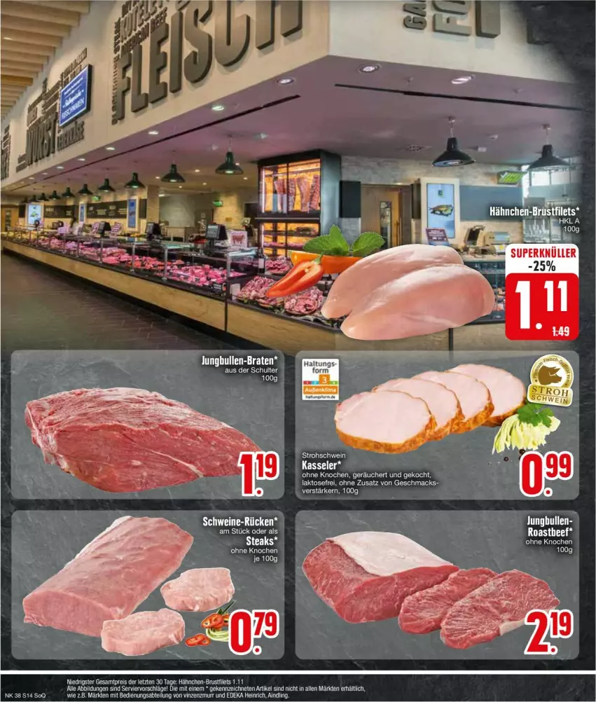 Aktueller Prospekt Edeka - Prospekte - von 16.09 bis 21.09.2024 - strona 14 - produkty: Abtei, deka, eis, kasseler, reis, steak, steaks, Ti, ZTE