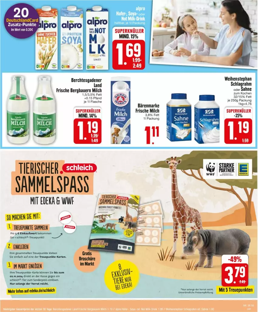 Aktueller Prospekt Edeka - Prospekte - von 16.09 bis 21.09.2024 - strona 5 - produkty: auer, bärenmarke, Bau, Bauer, beko, deka, drink, eis, flasche, frische milch, mac, milch, reis, schlagrahm, Schleich, Ti, weihenstephan