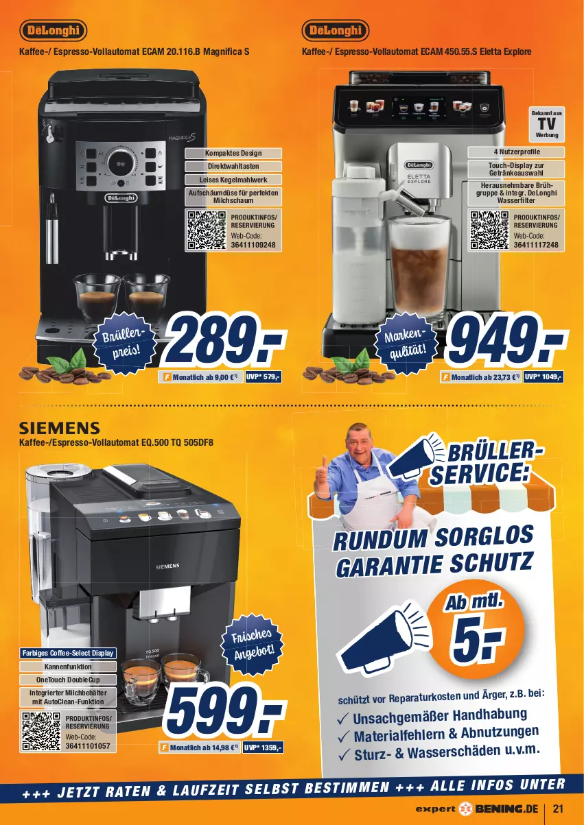 Aktueller Prospekt Expert Aurich - Prospekte - von 26.05 bis 01.06.2022 - strona 21 - produkty: auto, Behälter, delonghi, eis, espresso, getränk, getränke, kaffee, milch, Ria, sac, Ti, wasser, wasserfilter