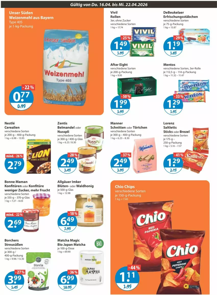 Aktueller Prospekt Vmarkt - Prospekte - von 16.04 bis 22.04.2026 - strona 10 - produkty: after eight, Belmandel, bio, Blüte, bonne maman, brezel, cerealien, debeukelaer, frucht, honig, konfitüre, konfitüren, LG, lorenz, mam, mandel, Manner, mentos, nuss, nusspli, saltletts, schnitten, tee, Ti, Törtchen, zentis, zucker
