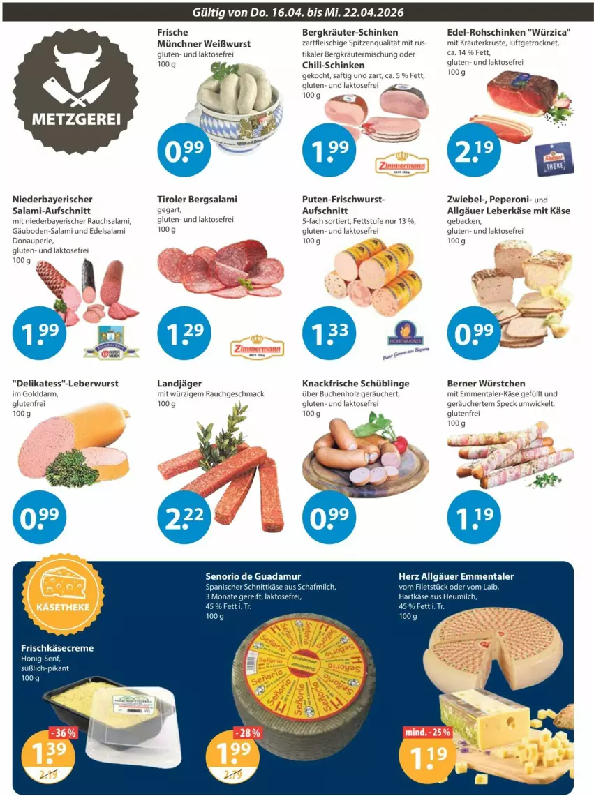 Aktueller Prospekt Vmarkt - Prospekte - von 16.04 bis 22.04.2026 - strona 2 - produkty: aufschnitt, buch, chili, creme, Edelsalami, eis, emmentaler, filet, filets, fleisch, frischkäse, geback, hartkäse, Heu, heumilch, Holz, Käse, kräuter, Kräutermischung, landjäger, leberkäs, leberkäse, leberwurst, LG, mac, milch, peperoni, Peroni, pute, Rauch, rohschinken, saft, salami, schinken, schnittkäse, Speck, spitzenqualität, Ti, Weißwurst, WICK, wurst, würstchen, zwiebel
