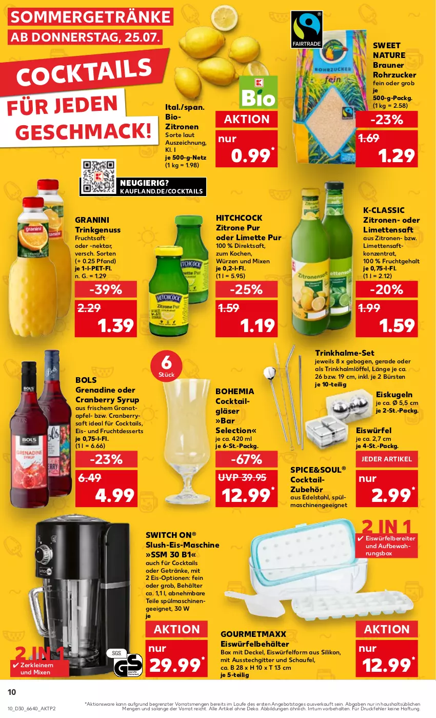 Aktueller Prospekt Kaufland - Prospekt - von 25.07 bis 31.07.2024 - strona 10 - produkty: angebot, apfel, aufbewahrungsbox, Behälter, bio, braun, bürste, bürsten, cocktail, cocktails, cranberry, decke, Deckel, dessert, desserts, direktsaft, edelstahl, eis, eiswürfel, eiswürfelbereiter, frucht, fruchtsaft, getränk, getränke, Gläser, gourmetmaxx, grana, granatapfel, granini, Kugel, leine, LG, limette, limetten, Löffel, mac, Mett, metten, natur, Nektar, nuss, Rana, rohrzucker, saft, sommergetränke, spülmaschinen, Ti, Trinkhalme, würfel, zitrone, zitronen, ZTE, zucker