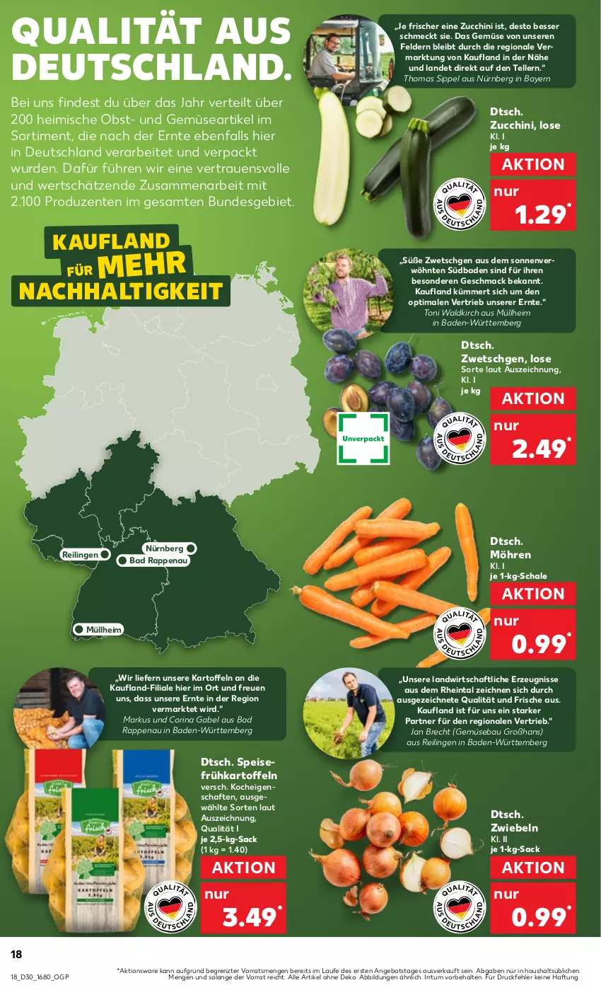 Aktueller Prospekt Kaufland - Prospekt - von 25.07 bis 31.07.2024 - strona 18 - produkty: angebot, Bad, Bau, eis, elle, ente, Frühkartoffeln, gabel, kartoffel, kartoffeln, mac, möhren, obst, sac, Schal, Schale, speisefrühkartoffeln, teller, Ti, und gemüse, ZTE, zucchini, zwiebel, zwiebeln