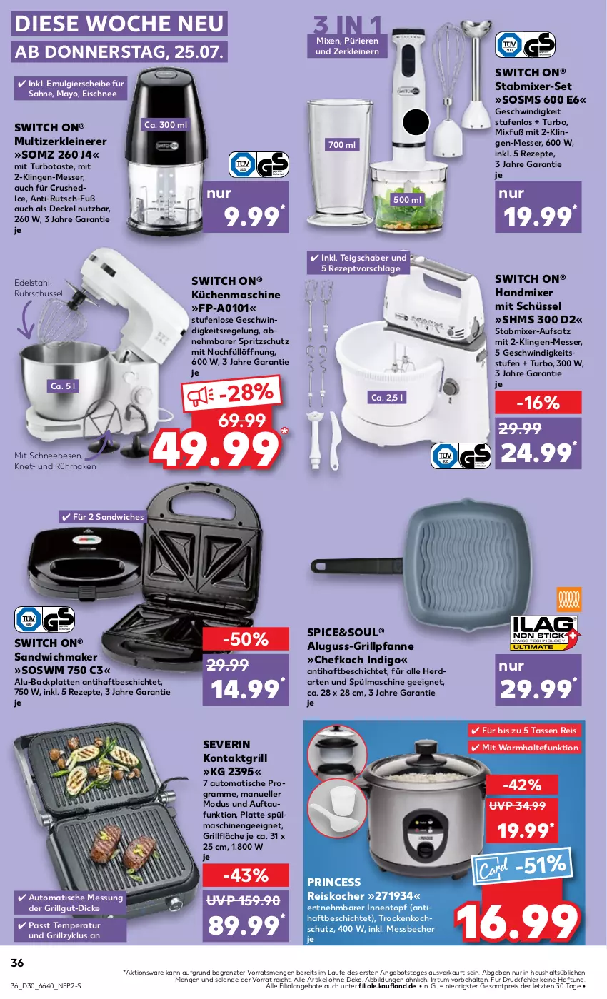 Aktueller Prospekt Kaufland - Prospekt - von 25.07 bis 31.07.2024 - strona 36 - produkty: angebot, angebote, auto, Becher, decke, Deckel, edelstahl, Efko, eis, elle, grill, grillfläche, Grillpfanne, handmixer, herdarten, Kocher, kontaktgrill, küche, Küchen, küchenmaschine, latte, leine, LG, Messbecher, messer, Mixer, pfanne, reis, rezept, rezepte, Rührschüssel, sahne, sandwich, Schneebesen, schüssel, severin, Spritzschutz, spülmaschinen, stabmixer, tasse, Teigschaber, Ti, tisch, topf, Yo, Zerkleinerer, ZTE