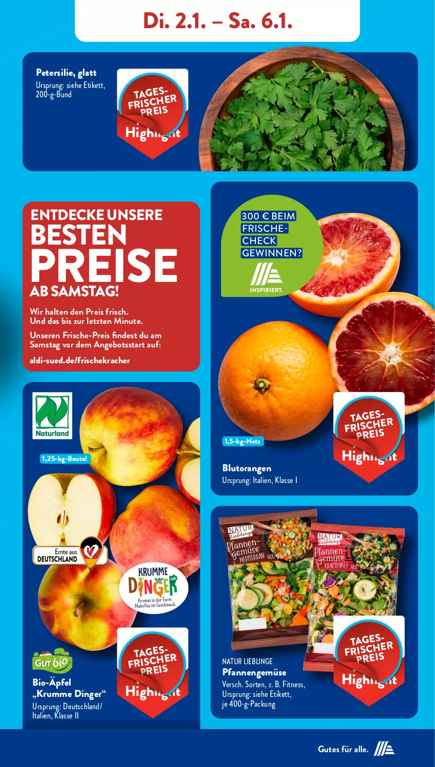 Aktueller Prospekt AldiSud - NÄCHSTE WOCHE - von 02.01 bis 06.01.2023 - strona 5 - produkty: aldi, angebot, beutel, bio, Blutorange, decke, eis, kracher, natur, orange, orangen, petersilie, pfanne, pfannen, reis, rum, Ti, ZTE