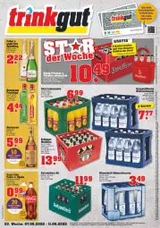 Gazetka promocyjna Trinkgut - Gazetka - ważna od 11.06 do 11.06.2022 - strona 1 - produkty: Alwa, angebot, angebotspreis, arla, berentzen, bier, burgwallbronn, cola, deka, deutschland card, deutschlandcard, eier, eis, erde, erdinger, fanta, flasche, frucht, kühltasche, LG, limo, limonade, limonaden, mineralwasser, reis, sprite, Tasche, tee, Ti, uhr, wasser, wein, weinbrand