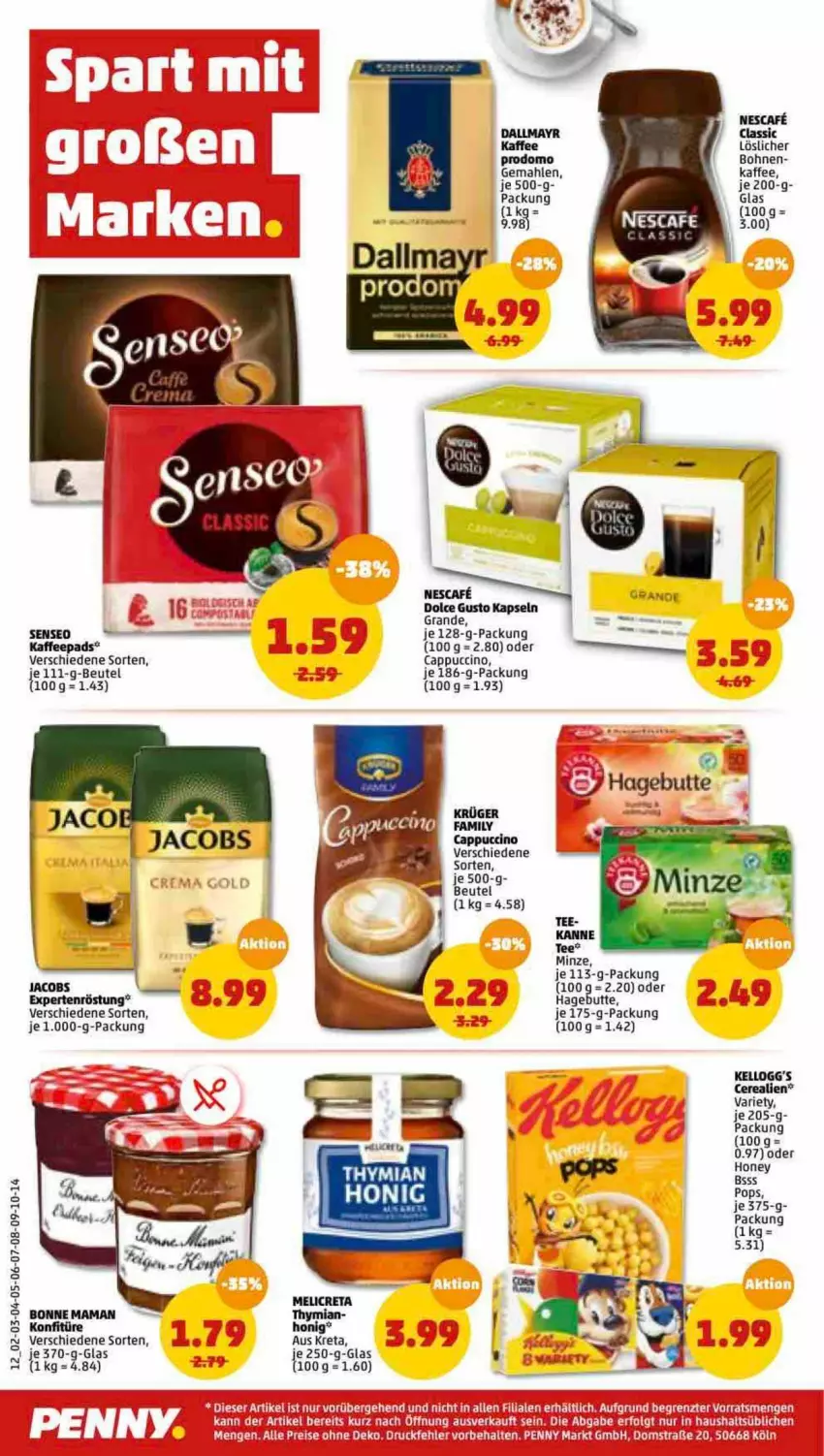 Aktueller Prospekt Penny - Prospekte - von 17.01 bis 22.01.2022 - strona 12 - produkty: beutel, bohne, bohnen, Cap, cappuccino, cerealien, cin, dallmayr, dolce gusto, eis, ente, jacobs, kaffee, konfitüre, krüger, LG, minze, nescafe, reis, senseo, tee, Ti