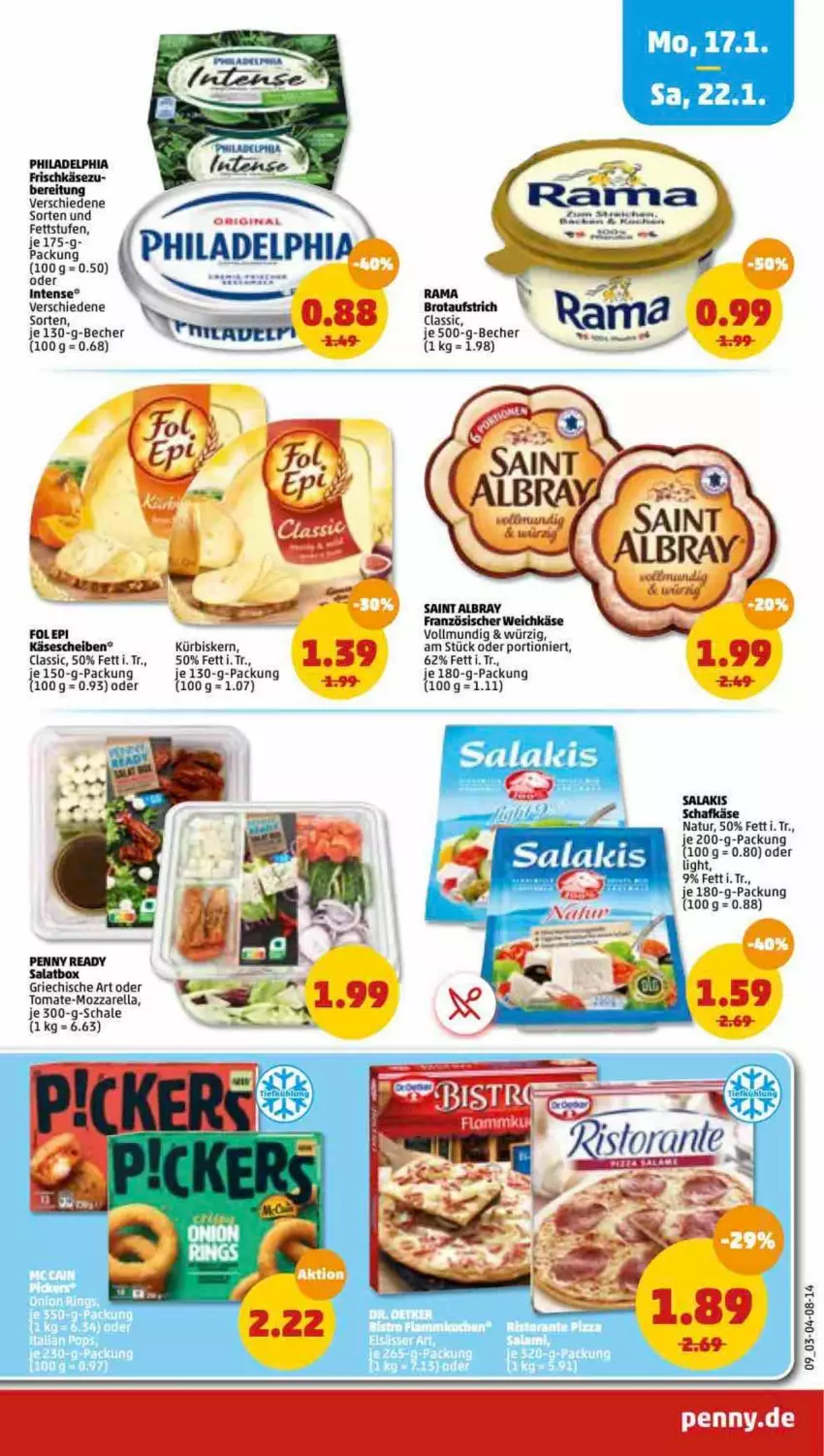 Aktueller Prospekt Penny - Prospekte - von 17.01 bis 22.01.2022 - strona 9 - produkty: albray, Becher, französischer weichkäse, frischkäse, Käse, käsescheiben, Kürbis, mozzarella, natur, philadelphia, rel, saint albray, salat, Schal, Schale, Ti, tomate, weichkäse