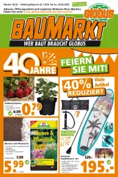 Gazetka promocyjna  - Prospekt für Globus Baumarkt  Achern - Gazetka - ważna od 23.04 do 23.04.2022 - strona 1 - produkty: Bau, beetpflanzen, blume, blumen, Erdbeerpflanze, erde, Garten, leine, pflanze, pflanzen, pflanzerde, sac, SANTE, Stand Up Paddleboard, Tasche, Ti, topf, tragetasche