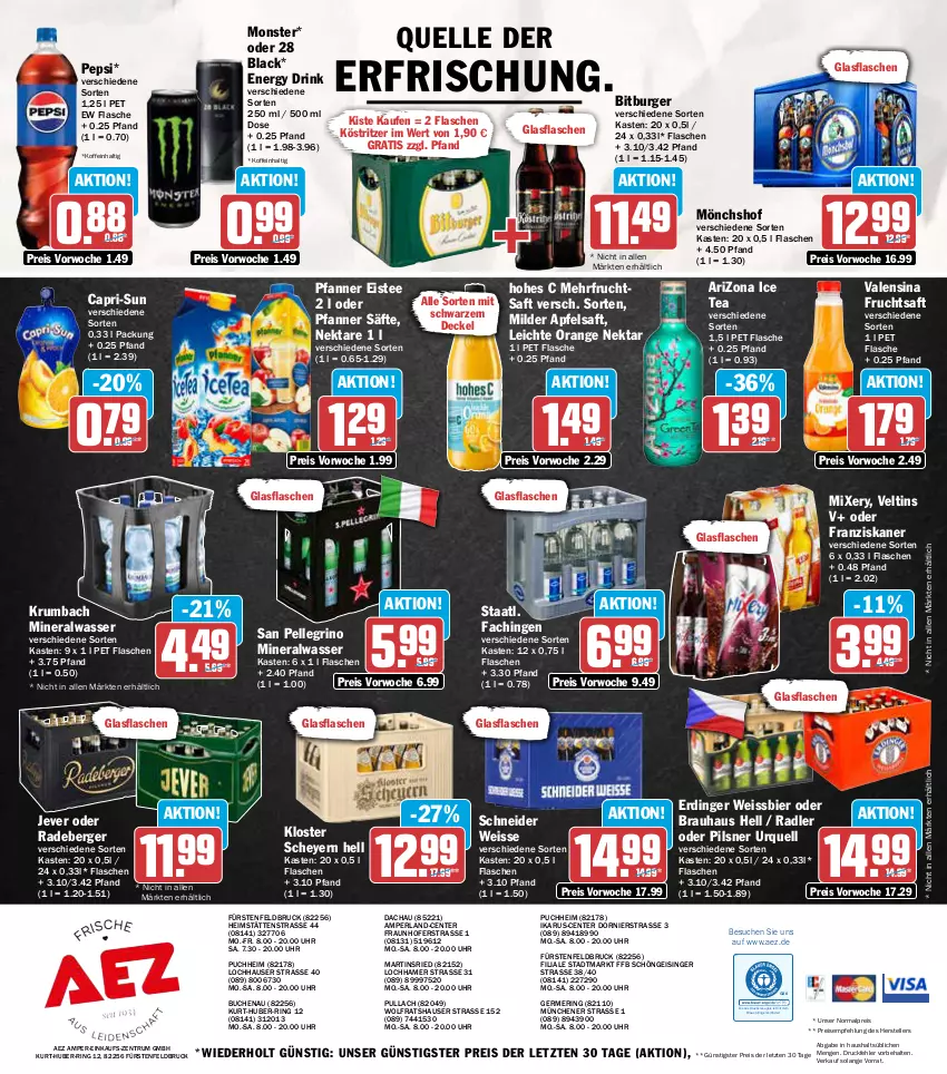 Aktueller Prospekt Aez - Prospekte - von 21.10 bis 26.10.2024 - strona 16 - produkty: AEZ, Alwa, apfel, apfelsaft, Berger, bier, bitburger, buch, burger, Cap, capri-sun, decke, Deckel, drink, drucker, eis, eistee, elle, energy drink, Engel, ente, erdinger, flasche, franziskaner, frucht, fruchtsaft, Germ, glasflasche, Hohes C, ice tea, jever, kerze, köstritzer, krumbach, lack, mineralwasser, Mixer, mixery, mönchshof, monster, Nektar, orange, pepsi, perla, pfanne, Pfanner, pils, pilsner, pilsner urquell, radeberger, radler, reis, ring, rum, saft, säfte, san pellegrino, Staatl. Fachingen, tee, teller, Ti, uhr, valensina, veltins, wasser, weissbier, ZTE