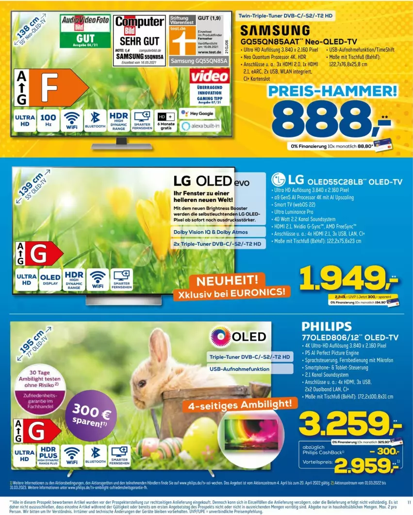 Aktueller Prospekt Euronics - Prospekte - von 13.04 bis 20.04.2022 - strona 11 - produkty: deo, dvb, eis, elle, erde, fenster, fernbedienung, gin, HDMI, jbl, Leuchte, leuchten, LG, Oled-TV, Philips, pute, reis, Samsung, Ti, tisch, tuner, usb