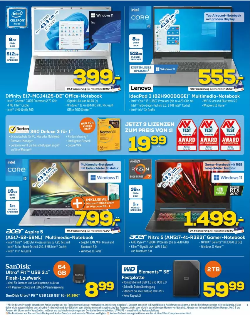 Aktueller Prospekt Euronics - Prospekte - von 13.04 bis 20.04.2022 - strona 3 - produkty: Leuchte, notebook, Tastatur, Ti