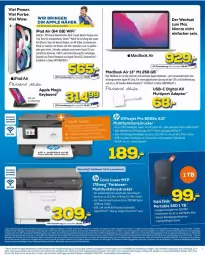 Gazetka promocyjna Euronics - Prospekte - Gazetka - ważna od 20.04 do 20.04.2022 - strona 5 - produkty: adapter, angebot, Apple, Apple Pencil, asti, batterie, bio, chips, deo, drucker, eis, elle, ente, fanta, gin, HP, ipad, ipad air, kamera, Kameras, leine, LG, mac, macbook, macbook air, notebook, reis, Ria, ring, rum, Spiele, ssd, tee, Ti, tisch, usb