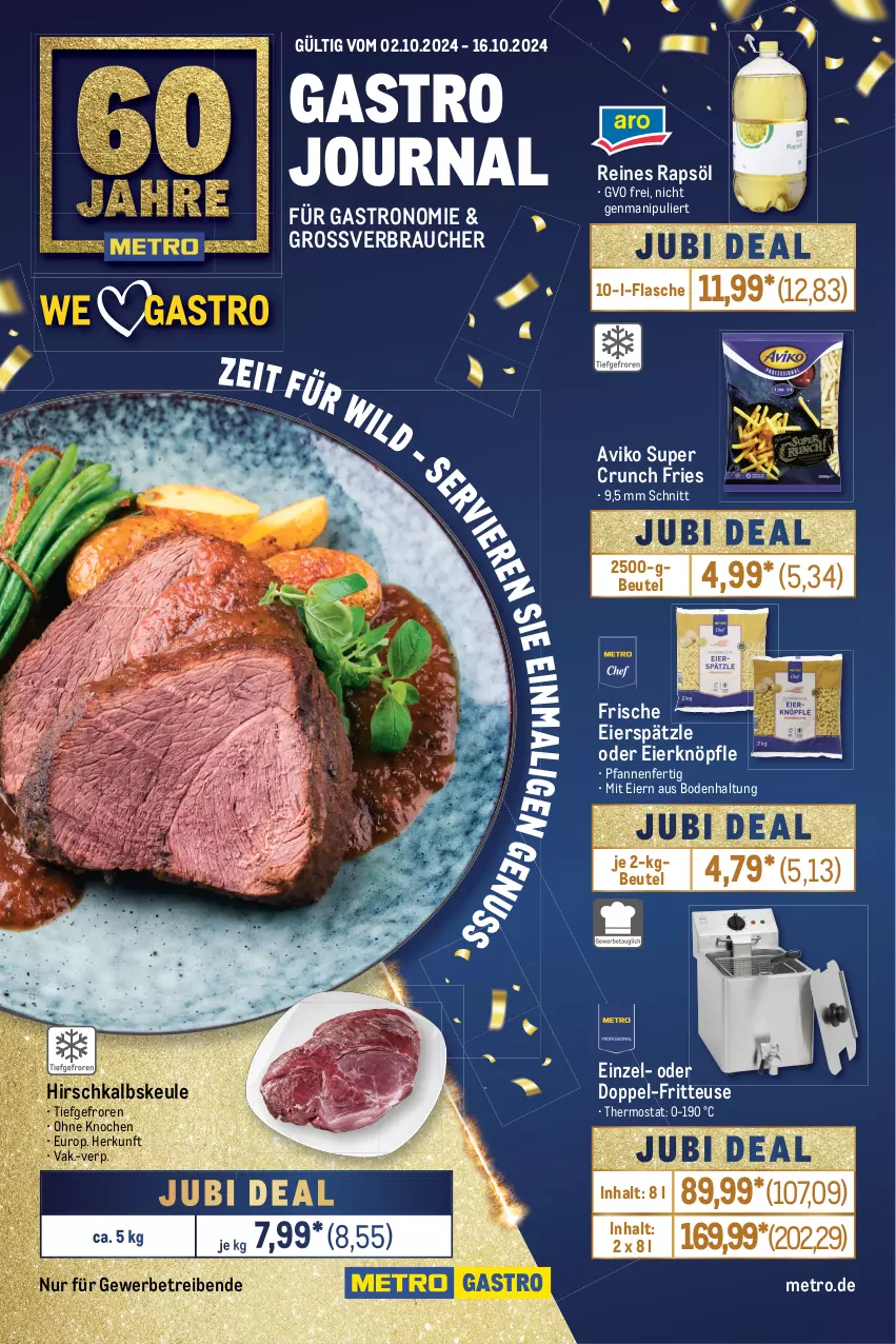 Aktueller Prospekt Metro - GastroJournal - von 02.10 bis 16.10.2024 - strona 1 - produkty: beutel, eier, eierspätzle, flasche, fritteuse, Metro, pfanne, pfannen, rapsöl, Rauch, reines rapsöl, thermostat, Ti