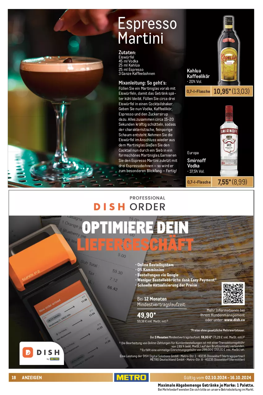 Aktueller Prospekt Metro - GastroJournal - von 02.10 bis 16.10.2024 - strona 18 - produkty: aperitif, asbach uralt, ball, bohne, bohnen, cachaça, campari, Cana Rio, cocktail, cocktails, Cocktailshaker, eis, eiswürfel, espresso, flasche, garnier, getränk, getränke, Havana Club, kaffee, kaffeebohnen, likör, lillet, mac, martini, Metro, Mixa, Molinari, nuss, Palette, rioba, sambuca, SANTE, scotch, scotch whisky, shake, sirup, smirnoff, Soda, Ti, tisch, vodka, wein, weinbrand, whisky, würfel, zucker