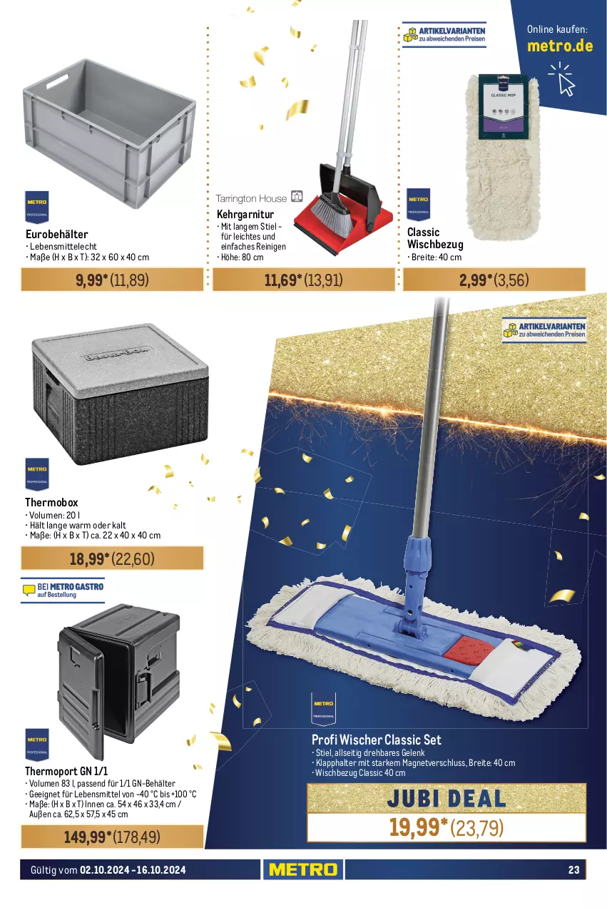 Aktueller Prospekt Metro - GastroJournal - von 02.10 bis 16.10.2024 - strona 23 - produkty: Aluminiumfolie, Behälter, Brei, coupon, flasche, garnitur, geschirr, geschirrspülmittel, handtücher, Kehrgarnitur, lebensmittel, Metro, Palette, papier, persil, reiniger, sac, spülmittel, Ti, tücher, vollwaschmittel, waschmittel