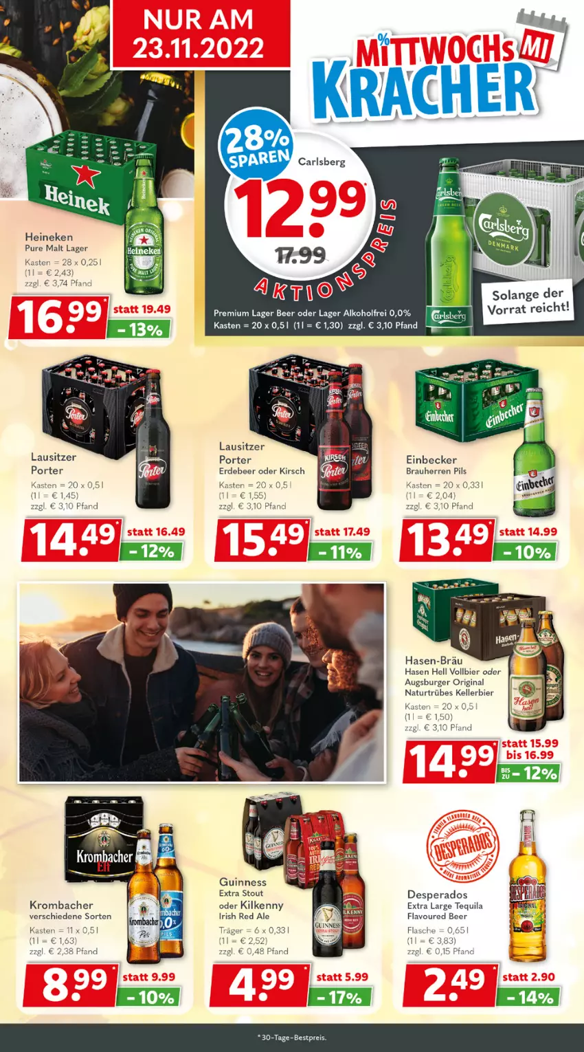 Aktueller Prospekt Getraenkeland - von 14.11 bis 26.11.2022 - strona 3 - produkty: alkohol, bestpreis, bier, burger, desperados, eis, elle, erde, flasche, gin, Guinness, heineken, kellerbier, Kilkenny, kirsch, krombache, krombacher, natur, pils, reis, tequila