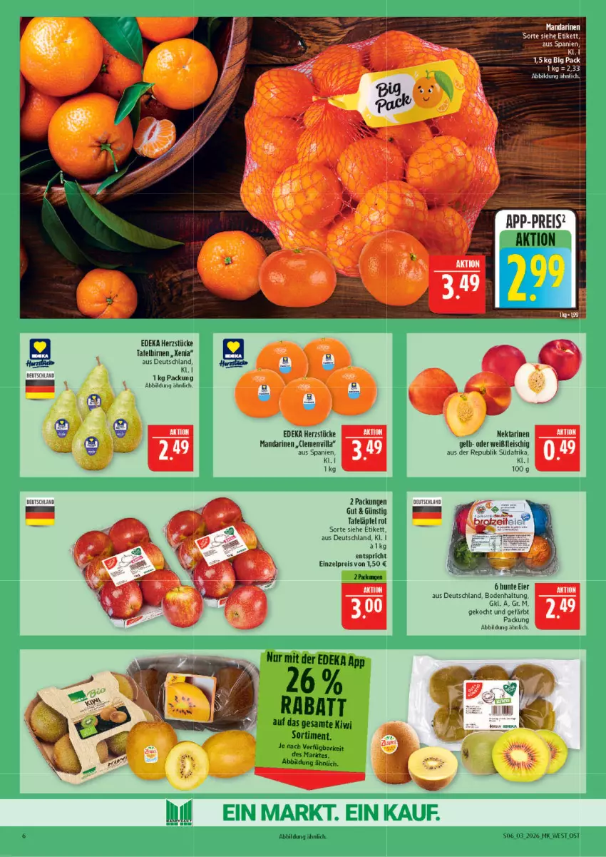 Aktueller Prospekt Marktkauf - Prospekt - von 11.01 bis 17.01.2026 - strona 6 - produkty: Birnen, deka, eier, eis, fleisch, kiwi, Nektar, nektarinen, reis, tafeläpfel, tafelbirnen, Ti