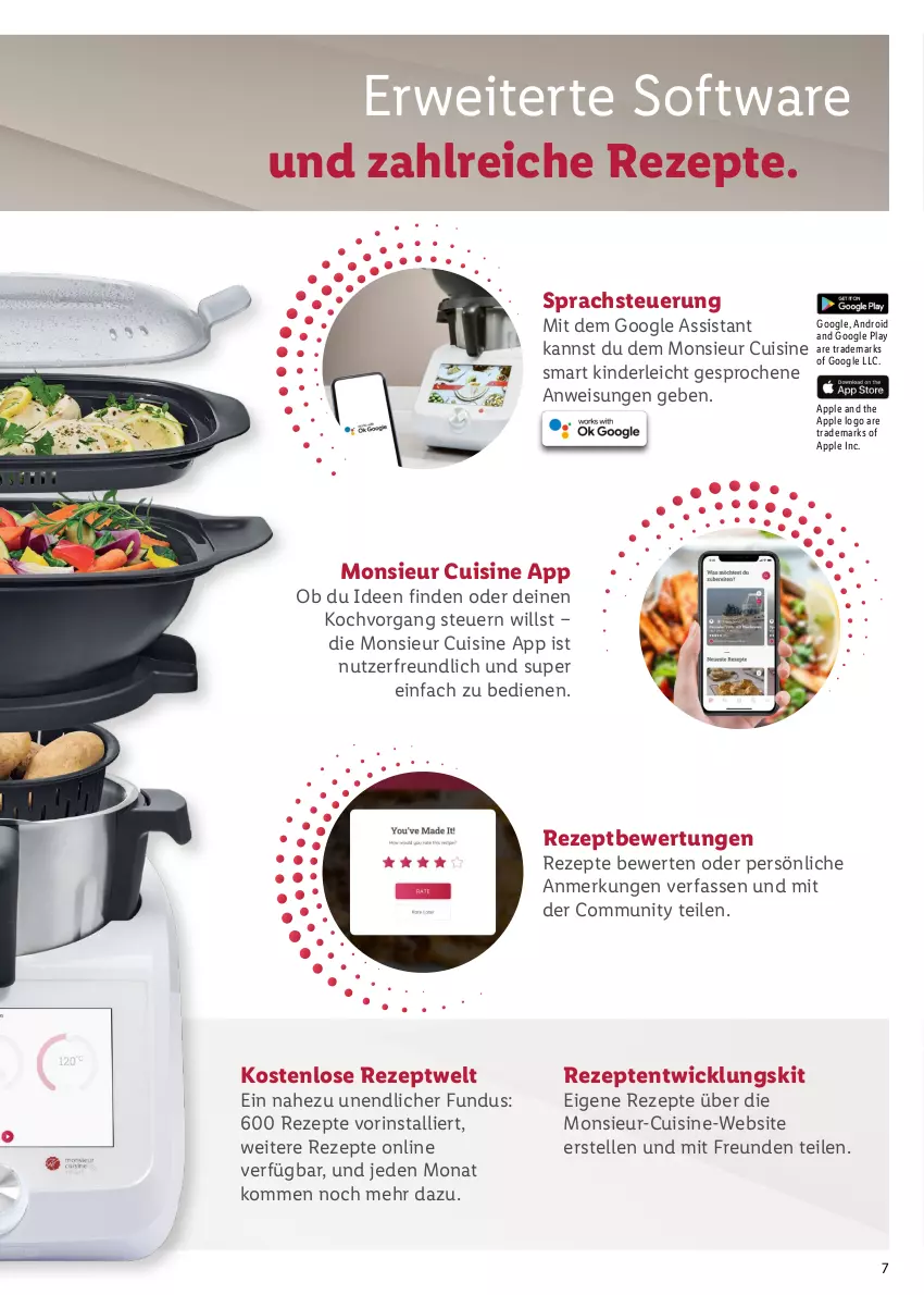 Aktueller Prospekt Lidl - Monsieur Cuisine Smart - von 13.03 bis 01.04.2023 - strona 7 - produkty: Apple, eis, elle, google play, Kinder, Monsieur Cuisine, rezept, rezepte, rwe, Software, WICK