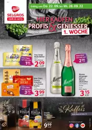 Gazetka promocyjna Selgros - Food - Gazetka - ważna od 28.09 do 28.09.2022 - strona 1 - produkty: alkohol, beste butter, butter, caffe, eis, ferrero, Ferrero Küsschen, Ferrero Rocher, frau antje, LG, mumm, reis, sekt, Ti