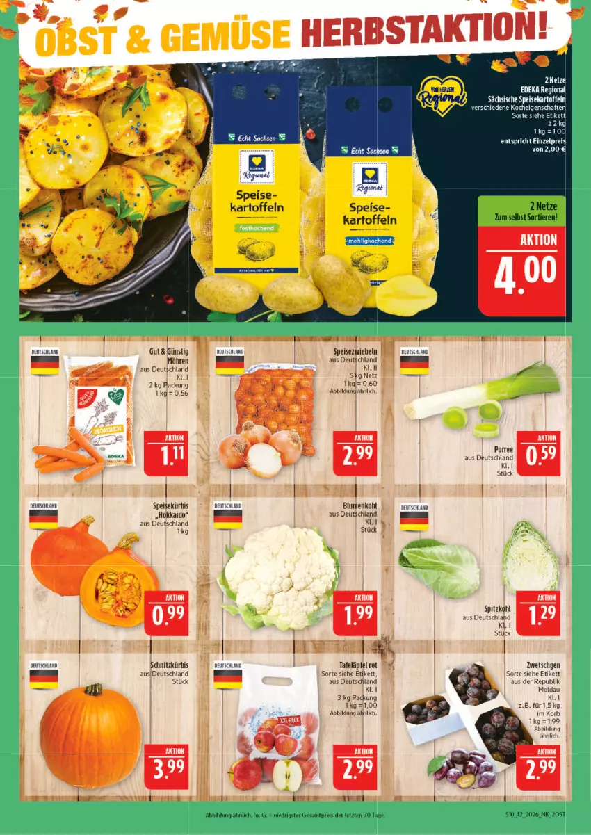 Aktueller Prospekt Marktkauf - Prospekt - von 11.10 bis 17.10.2026 - strona 10 - produkty: blume, blumen, blumenkohl, eis, kartoffel, kartoffeln, korb, Kürbis, mehl, möhren, reis, sac, speisekartoffeln, Speisezwiebeln, spitzkohl, tafeläpfel, Ti, Tiere, uhr, ZTE, zwiebel, zwiebeln