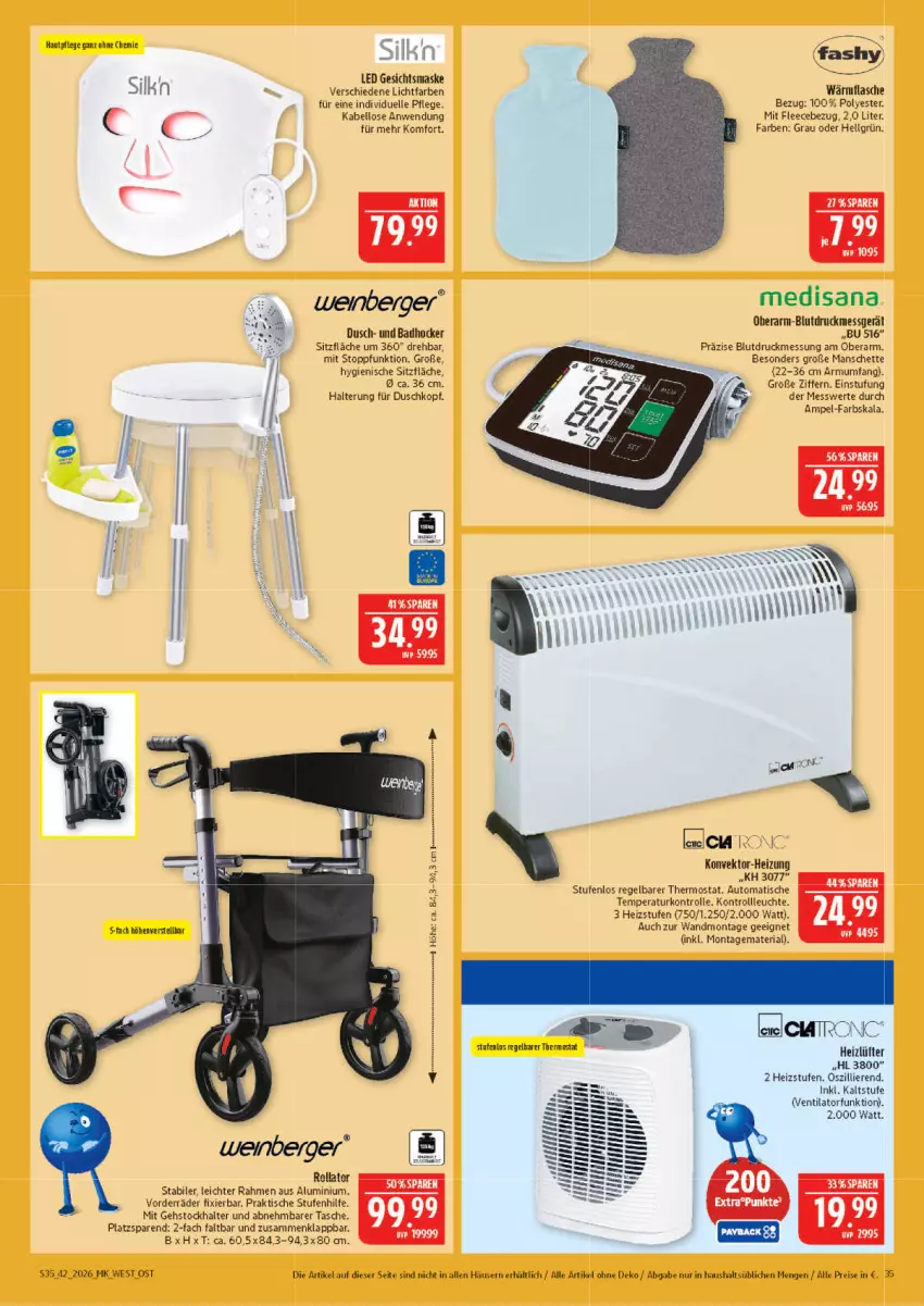 Aktueller Prospekt Marktkauf - Prospekt - von 11.10 bis 17.10.2026 - strona 35 - produkty: auto, Bad, Berger, Blutdruckmessgerät, eis, elle, flasche, Gesichtsmaske, Hautpflege, hocker, isana, Leuchte, LG, Maske, medisana, Nike, reis, Ria, sana, Tasche, thermostat, Ti, tisch, ventilator, wein