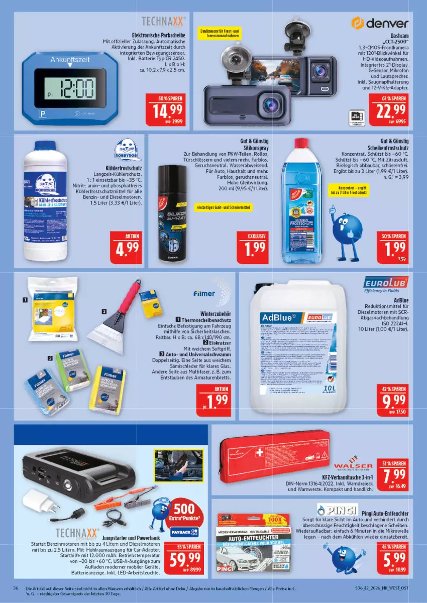 Aktueller Prospekt Marktkauf - Prospekt - von 11.10 bis 17.10.2026 - strona 36 - produkty: Abba, adapter, adblue, Arbeitsleuchte, armatur, armaturen, auto, Bank, batterie, Bau, Bewegungssensor, bio, Cien, Dashcam, Diesel, eis, Eiskratzer, Elektro, elle, frontkamera, Handtasche, kamera, lautsprecher, Leuchte, Maus, mikrowelle, Mode, nero, powerbank, reis, rwe, Scheibenfrostschutz, schwamm, Tasche, technaxx, Ti, tisch, usb, Warndreieck, Warnweste, wasser, Weste, ZTE