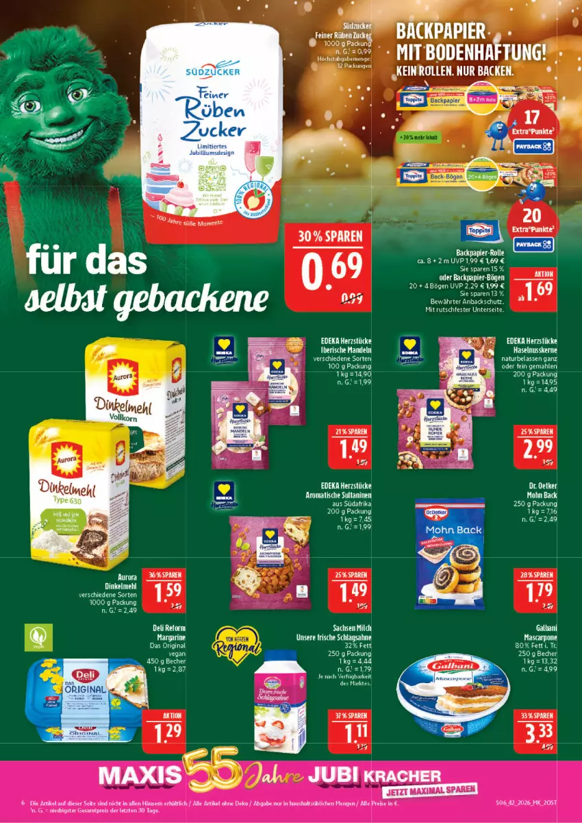 Aktueller Prospekt Marktkauf - Prospekt - von 11.10 bis 17.10.2026 - strona 6 - produkty: Becher, deka, eis, galbani, gin, haselnuss, mandel, mandeln, margarine, mascarpone, milch, natur, nuss, reis, rel, sac, sahne, schlagsahne, Ti, tisch, ZTE, zucker