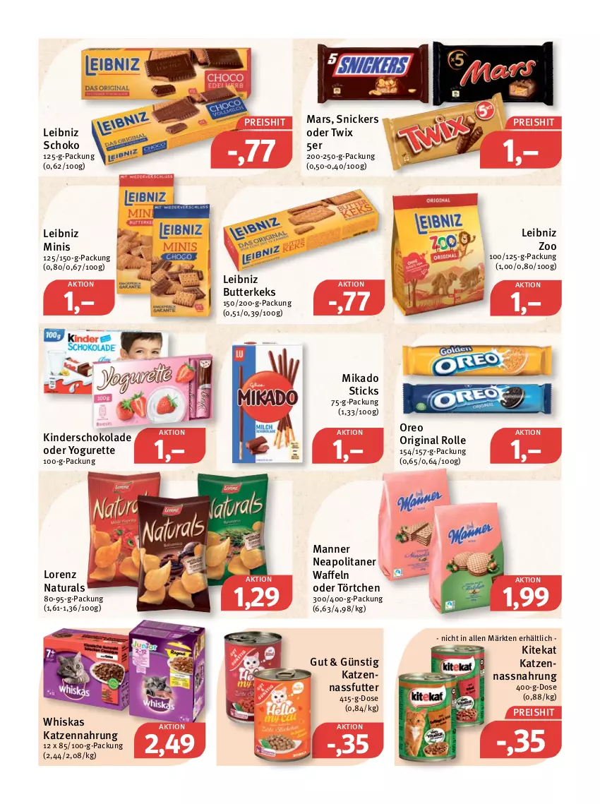 Aktueller Prospekt Feneberg - Prospekte - von 10.01 bis 15.01.2022 - strona 14 - produkty: butter, butterkeks, eis, gin, katzennahrung, keks, Kinder, kitekat, leibniz, lorenz, Manner, mars, mikado, nassfutter, Nassnahrung, natur, natura, oder twix, oder yogurette, oreo, reis, schoko, schokolade, snickers, Ti, Törtchen, twix, waffeln, whiskas, Yo, yogurette