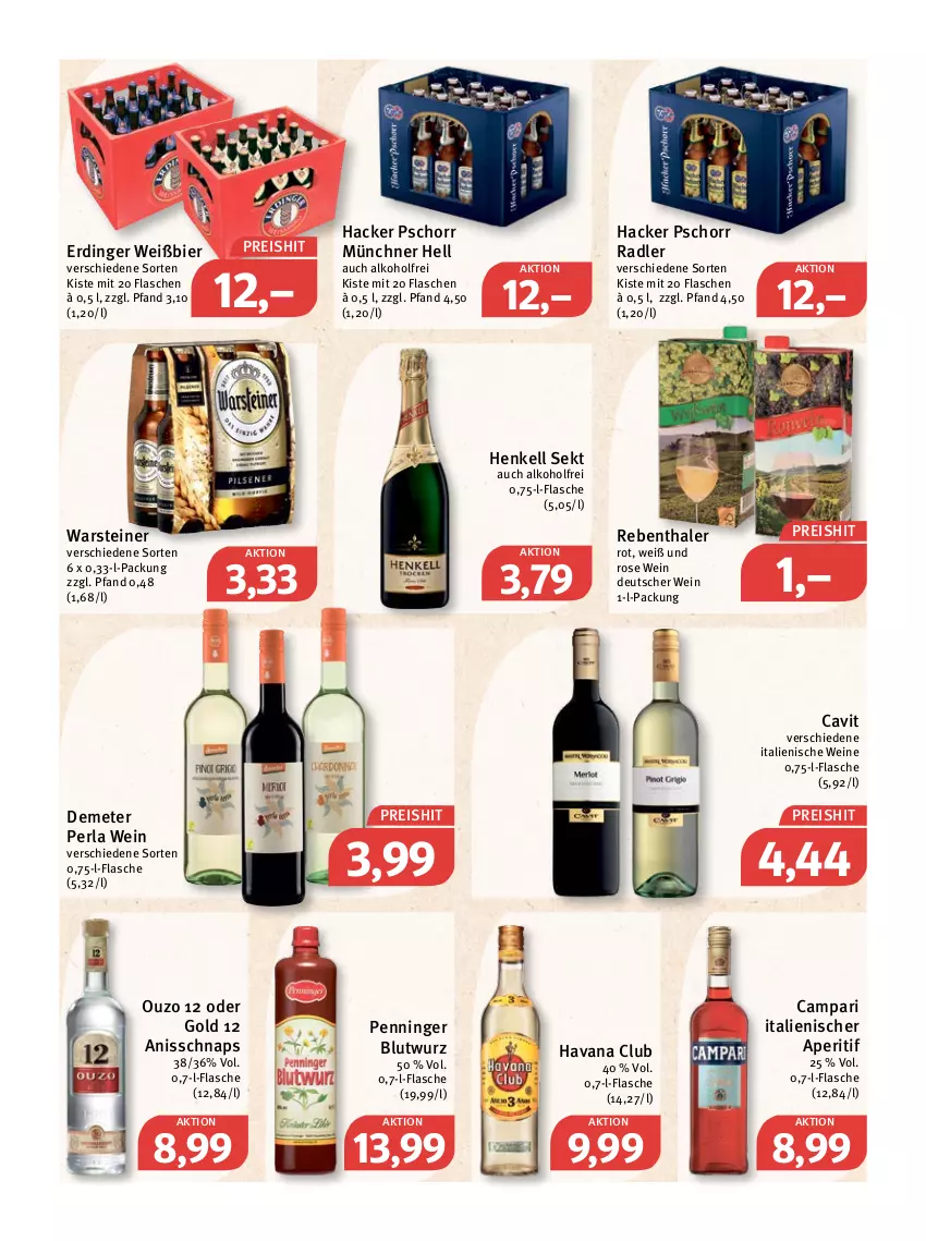 Aktueller Prospekt Feneberg - Prospekte - von 10.01 bis 15.01.2022 - strona 16 - produkty: alkohol, aperitif, bier, campari, eis, erdinger, flasche, hacker pschorr, Havana Club, henkel, henkell, henkell sekt, ouzo, ouzo 12, Penninger Blutwurz, perla, radler, reis, sekt, steiner, Ti, warsteiner, wein, weine