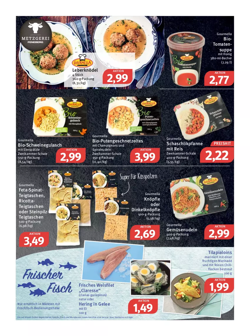 Aktueller Prospekt Feneberg - Prospekte - von 10.01 bis 15.01.2022 - strona 3 - produkty: Becher, bio, champignon, champignons, chili, eier, eierspätzle, eis, feta, filet, fisch, fleisch, frischfisch, frucht, garnier, gelee, geschnetzeltes, gulasch, hering, honig, Knödel, Leberknödel, marinade, natur, nudel, nudeln, pfanne, pute, Putengeschnetzeltes, reis, Ria, ricotta, ring, Schal, Schale, schwein, schweine, schweinegulasch, spinat, suppe, Tasche, taschen, Ti, Tilapia, tomate, tomaten, Tomatensuppe, wein, weine, Wels, wurst, Zelt, ZTE