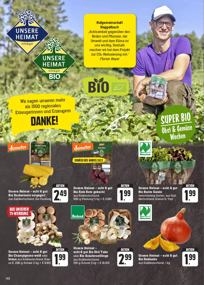 Aktueller Prospekt Edeka - Angebote der Woche - von 25.09 bis 30.09.2023 - strona 14 - produkty: bio, braun, bunte salate, champignon, champignons, kräuter, Kräuterseitlinge, mac, mais, pflanze, pflanzen, Ria, rote bete, salat, salate, Schal, Schale, Ti, topf, zucker, zuckermais