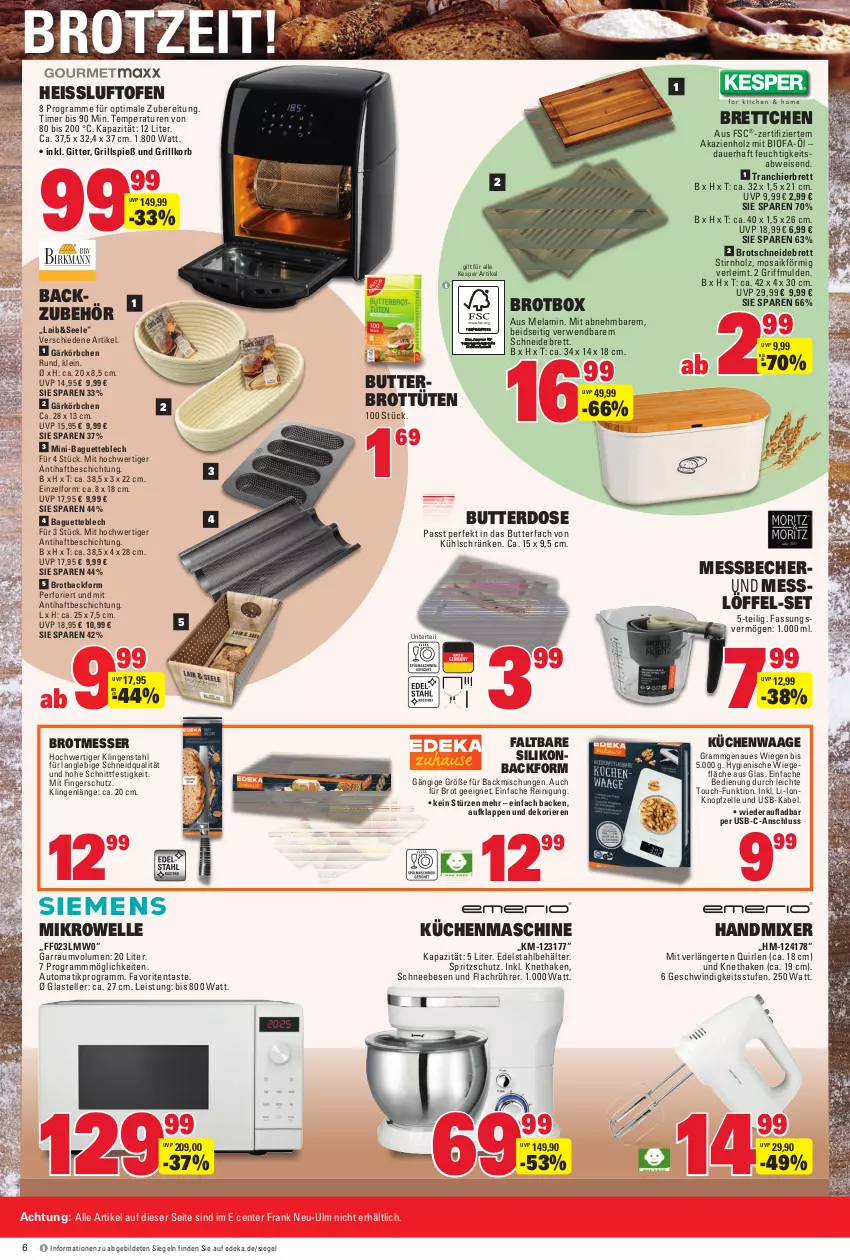 Aktueller Prospekt Edeka - Angebote der Woche - von 25.09 bis 30.09.2023 - strona 44 - produkty: auer, auto, Backform, backmischung, Backmischungen, Backzubehör, baguette, Becher, Behälter, bio, Brettchen, brot, butter, Butterdose, deka, edelstahl, eis, elle, ente, Gärkörbchen, garraum, grill, handmixer, Holz, kesper, korb, Körbchen, küche, Küchen, küchenmaschine, Küchenwaage, Löffel, Messbecher, messer, mikrowelle, Mixer, Ofen, Reinigung, rwe, Schneebesen, schneidebrett, Spritzschutz, teller, Ti, timer, Tranchierbrett, Tüte, usb, Waage