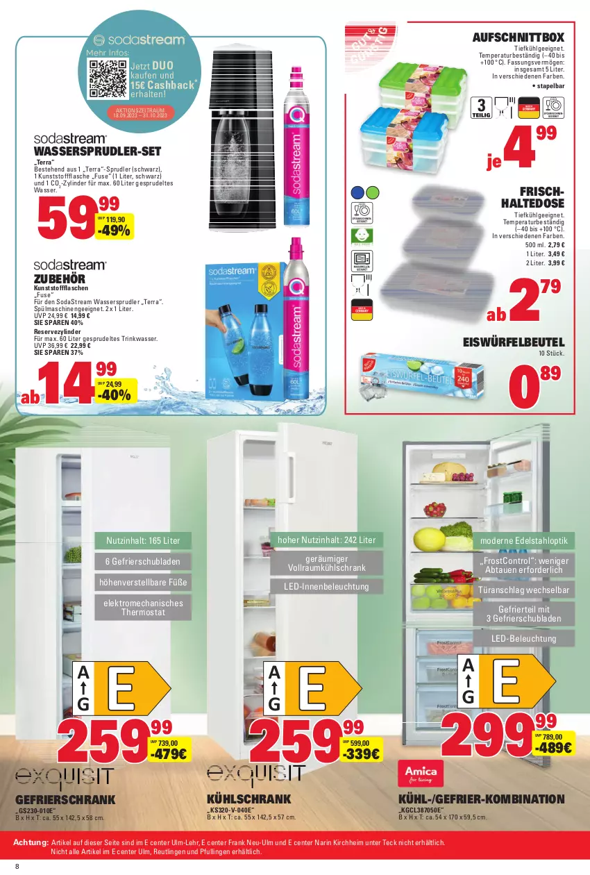 Aktueller Prospekt Edeka - Angebote der Woche - von 25.09 bis 30.09.2023 - strona 46 - produkty: aufschnitt, beleuchtung, beutel, edelstahl, eis, eiswürfel, Elektro, ente, flasche, gefrierschrank, kühlschrank, led-beleuchtung, LG, Mode, Schrank, schubladen, Soda, sodastream, Sprudel, spülmaschinen, thermostat, Ti, türanschlag wechselbar, wasser, wassersprudler, würfel