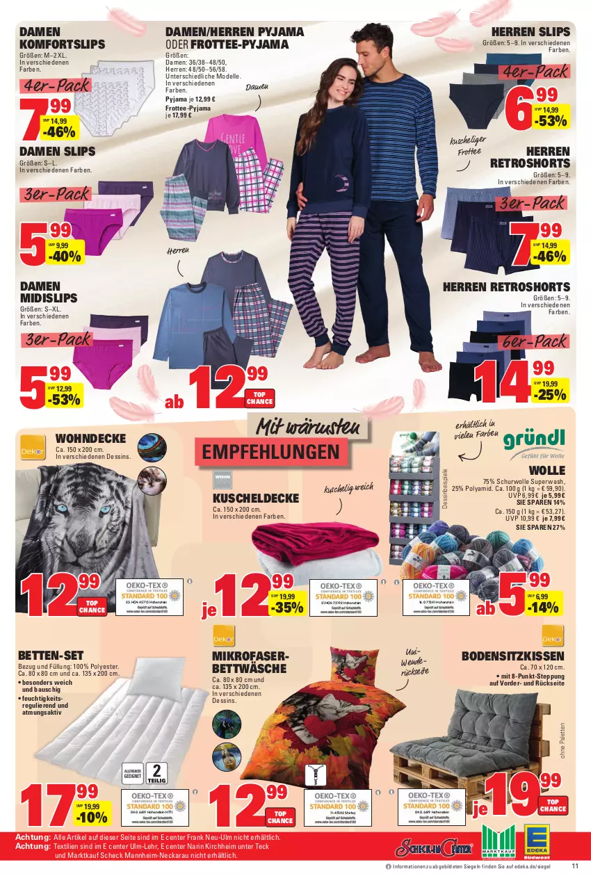 Aktueller Prospekt Edeka - Angebote der Woche - von 25.09 bis 30.09.2023 - strona 49 - produkty: Bau, bett, Betten, bettwäsche, decke, deka, dell, eis, elle, ente, hohenstein, kissen, kuscheldecke, mikrofaser, Mode, Palette, Pyjama, retroshorts, shorts, sitzkissen, slip, slips, Spiele, tee, Ti, wolle