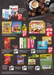 Gazetka promocyjna Edeka - Angebote der Woche - Gazetka - ważna od 30.09 do 30.09.2023 - strona 25 - produkty: bio, coupon, coupons, creme, deka, duplo, eis, elle, frucht, fruchtgummi, gin, goldbären, haribo, haselnuss, Haselnusscreme, honig, Kinder, kinder riegel, LG, lindor, lindt, milka, nuss, rabatt-coupon, reis, riegel, ritter, ritter sport, schoko, schokolade, Sport, super-knüller, tafelschokolade, Ti, toffifee, Zelt, ZTE