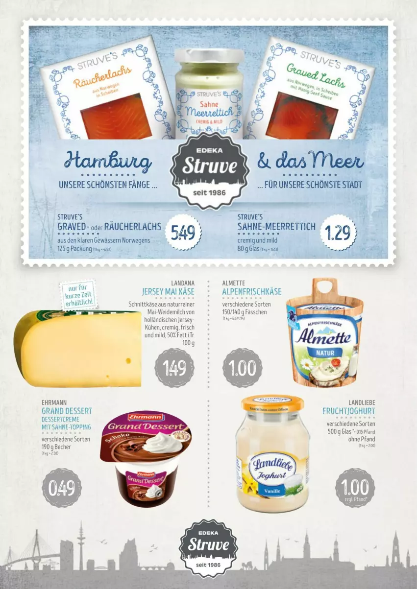 Aktueller Prospekt Edeka - Prospekte - von 20.07 bis 27.07.2024 - strona 2 - produkty: almette, alpenfrischkäse, Becher, ehrmann, frischkäse, frucht, fruchtjoghurt, joghur, joghurt, Käse, lachs, landliebe, meerrettich, Mett, milch, natur, Rauch, raucherlachs, Rettich, rwe, sahne, schnittkäse, Ti, weidemilch