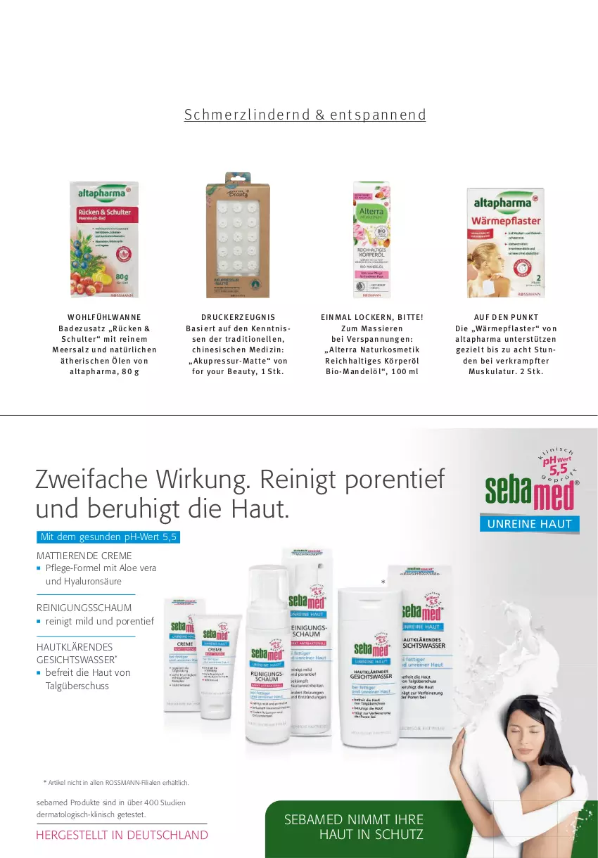 Aktueller Prospekt Rossmann - Prospekte - von 01.03 bis 31.03.2024 - strona 61 - produkty: aloe vera, Altapharma, alterra, Bad, bio, creme, drucker, elle, For Your Beauty, Gesichtswasser, hyaluron, kerze, kosmetik, LG, mandel, Mandelöl, meersalz, natur, naturkosmetik, pflaster, Reinigung, Reinigungsschaum, salz, sebamed, Ti, Tiere, Wanne, wasser, Yo