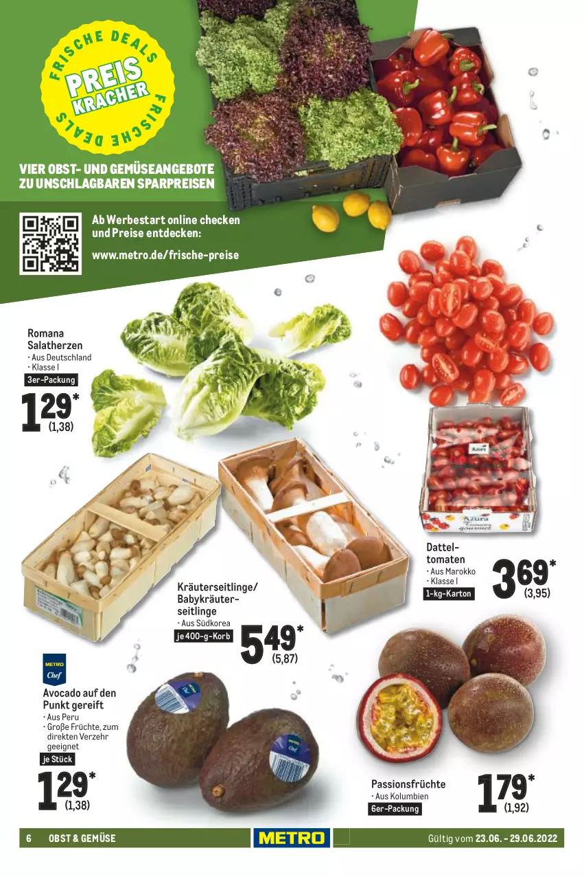 Aktueller Prospekt Metro - Food - von 23.06 bis 29.06.2022 - strona 6 - produkty: angebot, angebote, avocado, datteltomaten, decke, eis, früchte, korb, kräuter, Kräuterseitlinge, Metro, obst, reis, salat, salatherzen, tee, Ti, tomate, tomaten, und gemüse