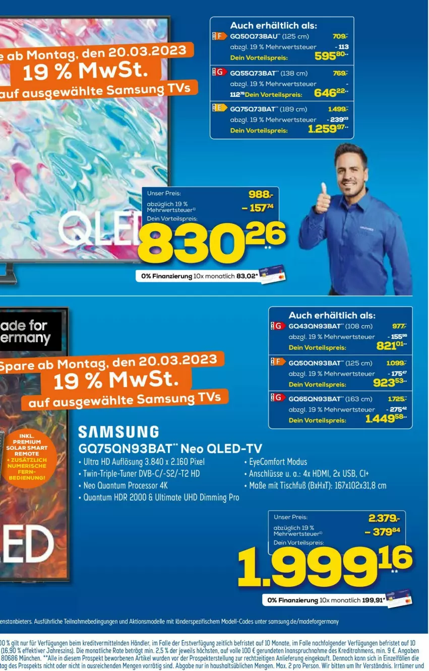 Aktueller Prospekt Euronics - Prospekte - von 15.03 bis 22.03.2023 - strona 18 - produkty: Cars, eis, HDMI, qled, qled-tv, reis, rwe, Samsung, tee, Ti, tisch, usb, vorteilspreis