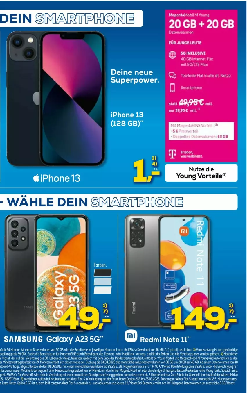 Aktueller Prospekt Euronics - Prospekte - von 15.03 bis 22.03.2023 - strona 4 - produkty: allnet flat, Brei, buch, congstar, eis, erde, iphone, IPhone 13, monati, reis, Samsung, samsung galaxy, Samsung Galaxy A, sim, spee, Ti, Yo